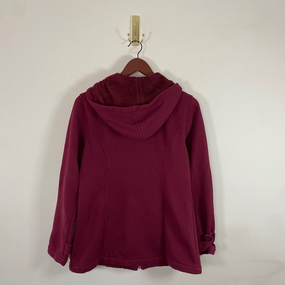 Vintage Y2K Market & Spruce Burgundy Jacket Toggle Buttons Hooded Women's Small - Picture 6 of 8